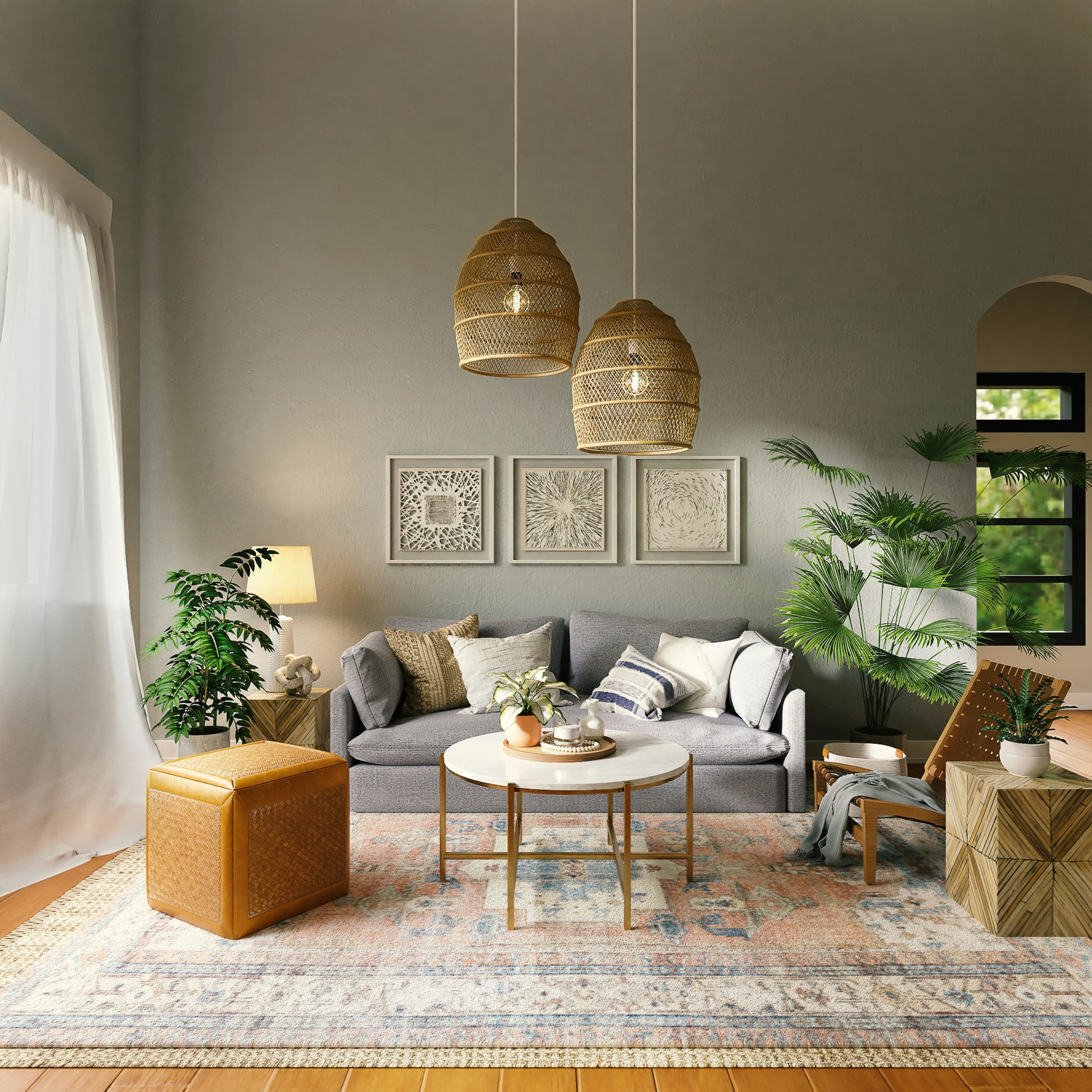 The finished room, styled and photographed in daylight